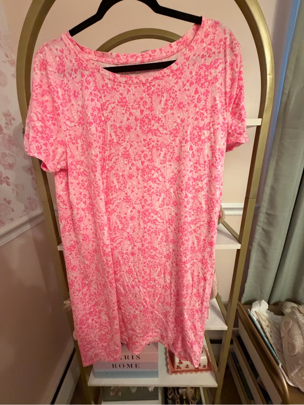 Lilly Pulitzer Pink Allover Floral Short Sleeve Dress
